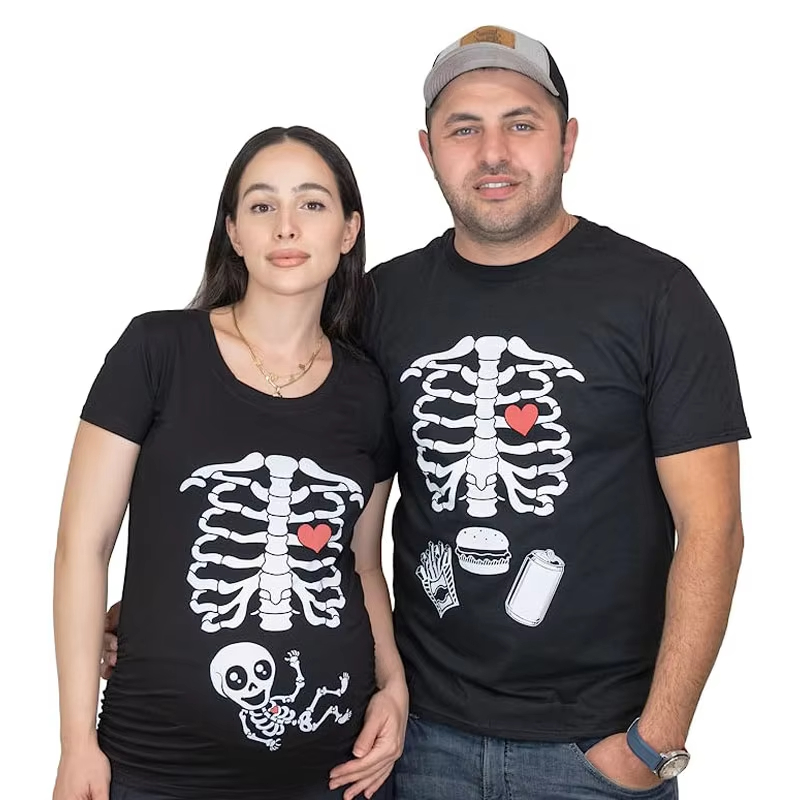 Food Baby X Ray - Halloween Skeleton T-Shirts Couple X-ray Baby