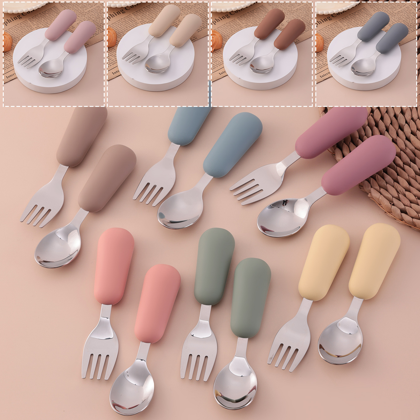 Baby Food Feeder - Color Kids 2PCS Stainless Steel Fork
