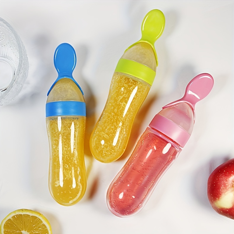 Baby Food Feeder - Baby Feeding Silicone Bottle with Spoon,