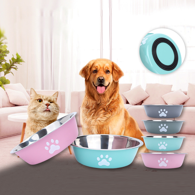 Baby Food Cat - New stainless steel dog basin paw