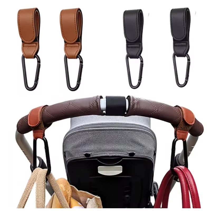 Baby Puree Pouch - Baby Stroller Hook Fashion PU Leather