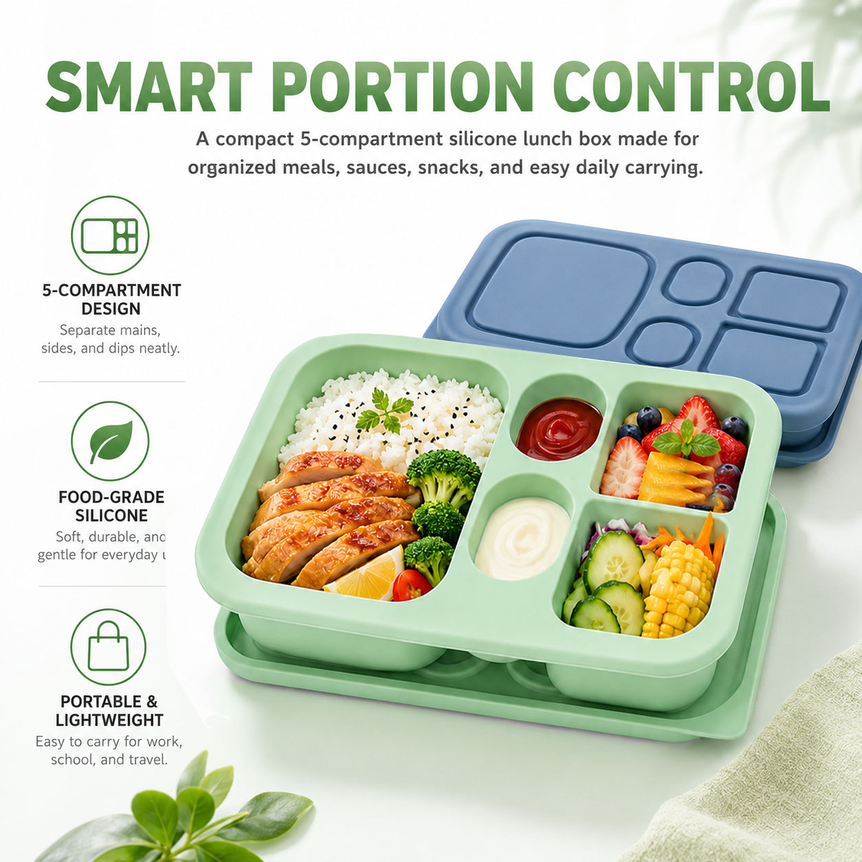 Portable Silicone Bento Lunch  - Baby Food Plan 评论和价格