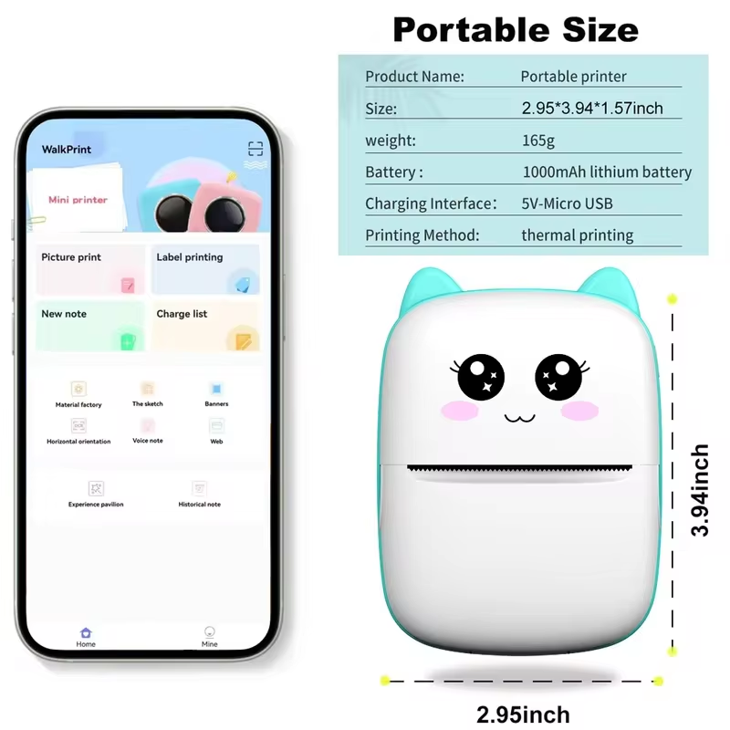 New portable mini printer wire - Baby Food Label 评论和价格