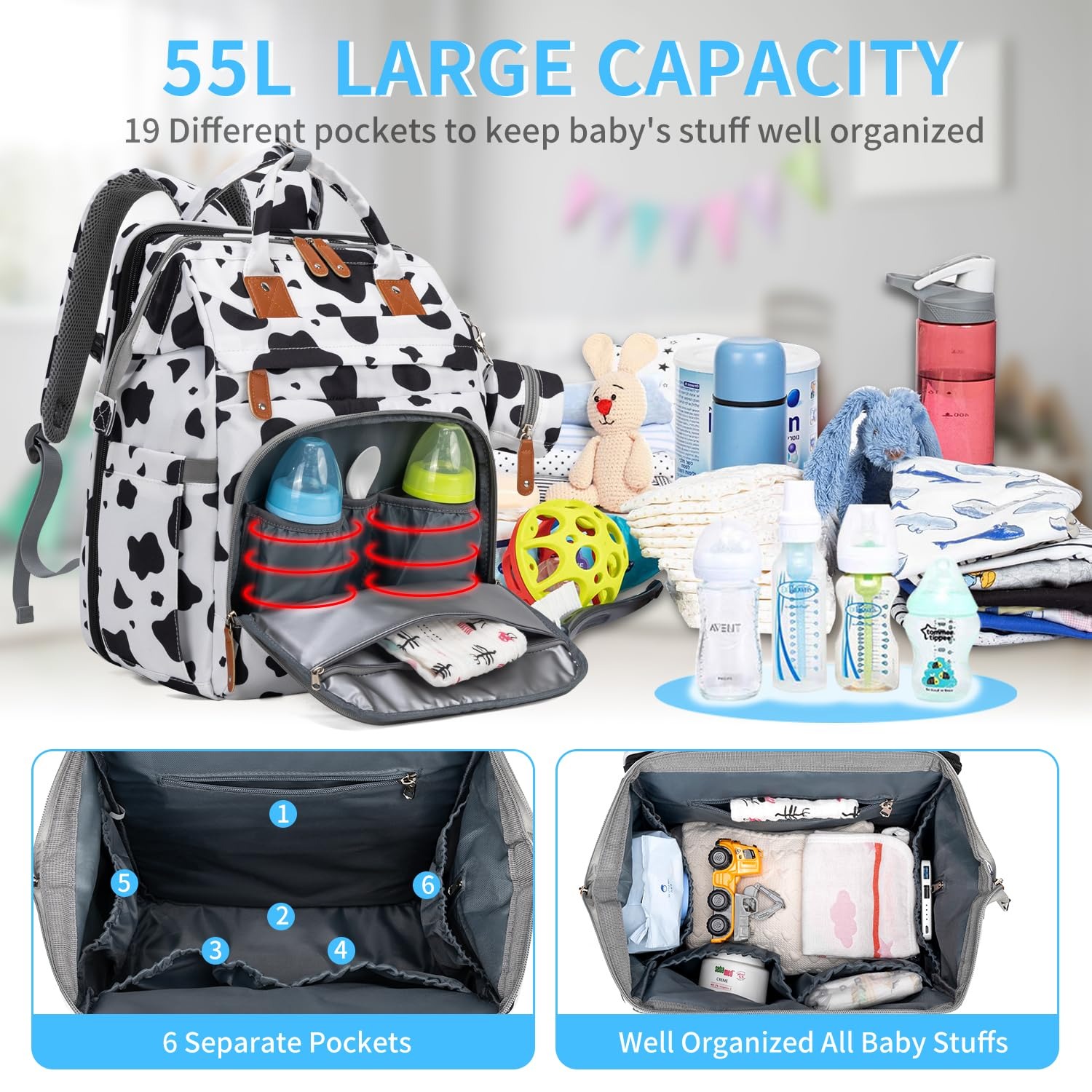 KABAQOO Diaper Bag Backpack wi - Baby Puree Pouch 评论和价格
