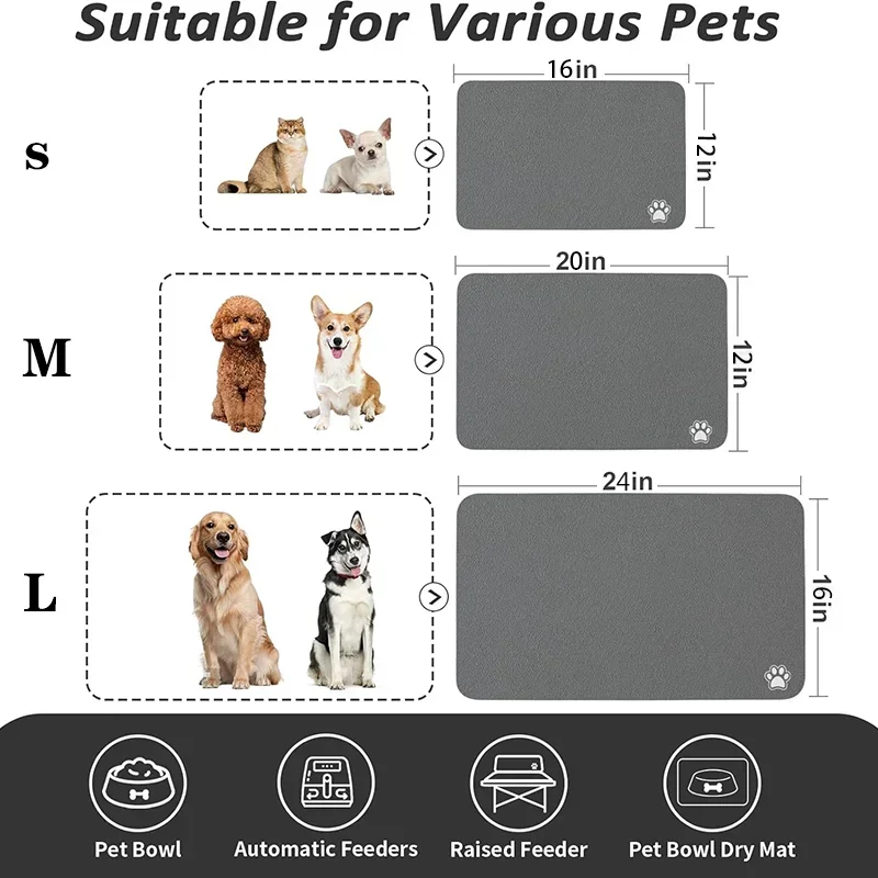 Pet Feeding Mat Absorbent Dog  - Baby Food Cat 评论和价格